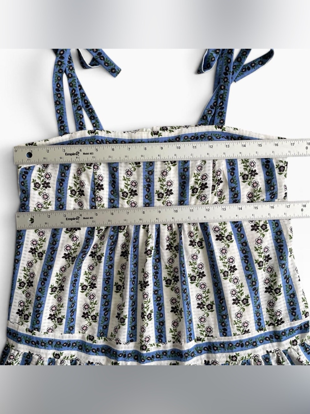 Melonie T White & Blue Floral Print Tired Midi Dress Summer Girly Romantic Sz 6 - Picture 5 of 7